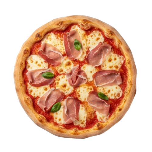 Šunková Pizza: paradajkový základ, šunka, syr